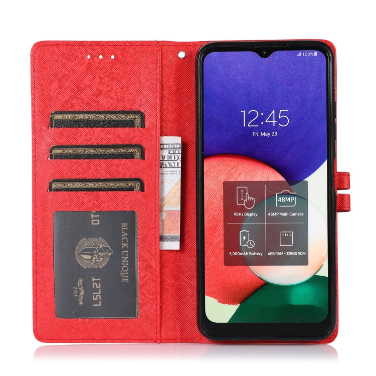 For Samsung Galaxy A22 5G Cross Texture Horizontal Flip Leather Phone Case