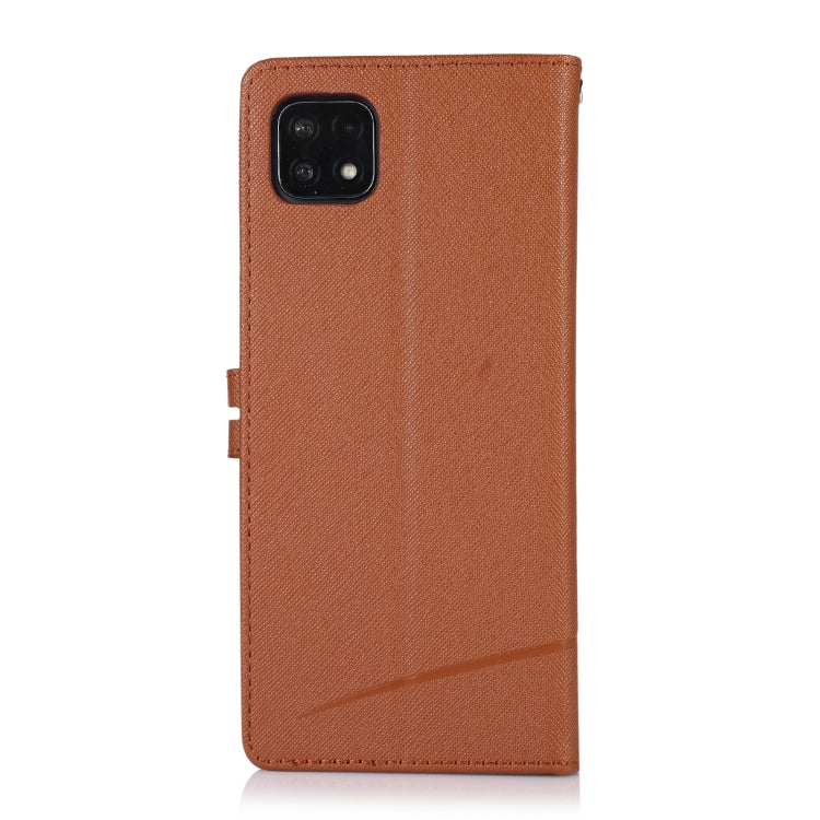 For Samsung Galaxy A22 5G Cross Texture Horizontal Flip Leather Phone Case