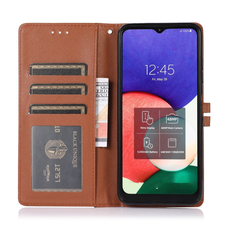 For Samsung Galaxy A22 5G Cross Texture Horizontal Flip Leather Phone Case