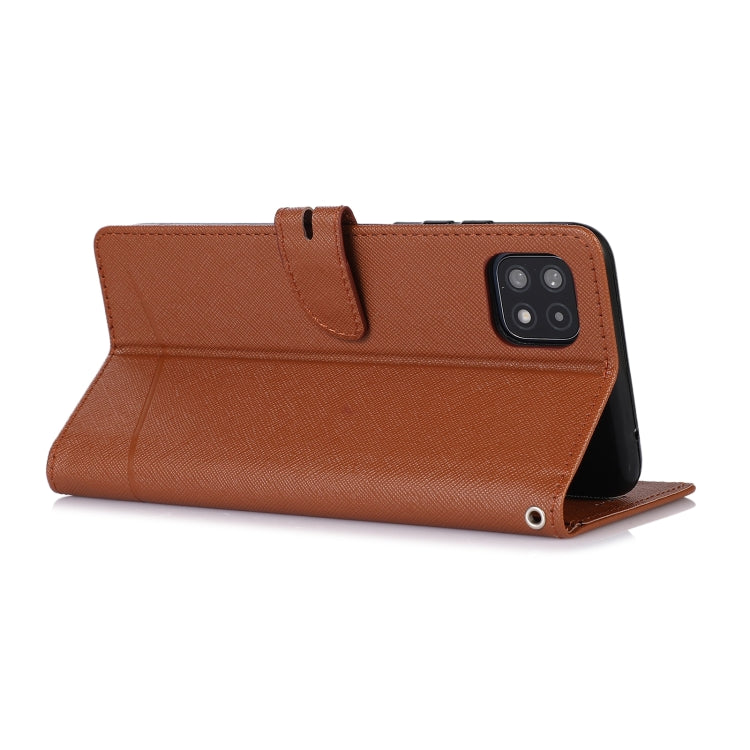 For Samsung Galaxy A22 5G Cross Texture Horizontal Flip Leather Phone Case