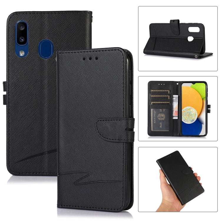 For Samsung Galaxy A40 Cross Texture Horizontal Flip Leather Phone Case