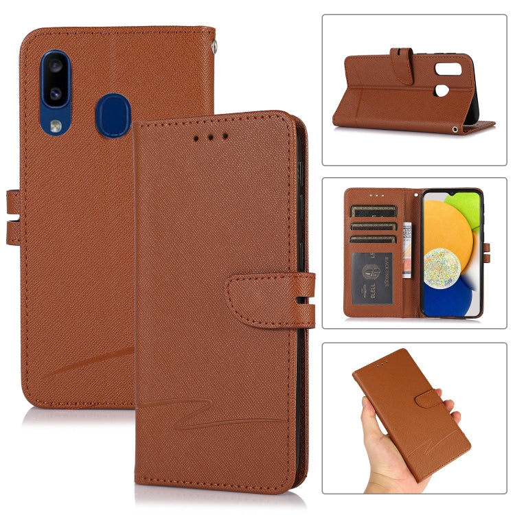 For Samsung Galaxy A40 Cross Texture Horizontal Flip Leather Phone Case