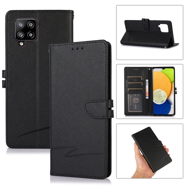 For Samsung Galaxy A42 5G Cross Texture Horizontal Flip Leather Phone Case