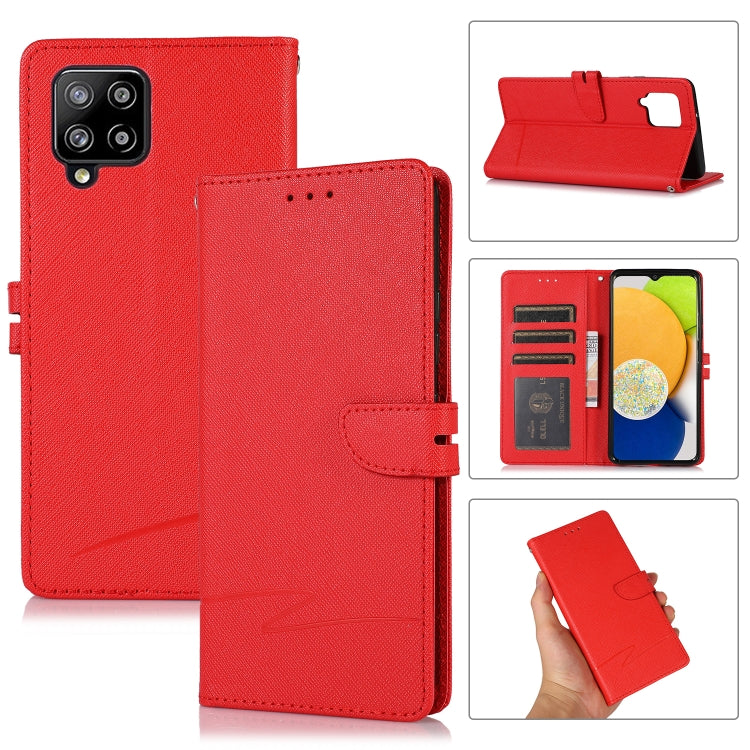 For Samsung Galaxy A42 5G Cross Texture Horizontal Flip Leather Phone Case