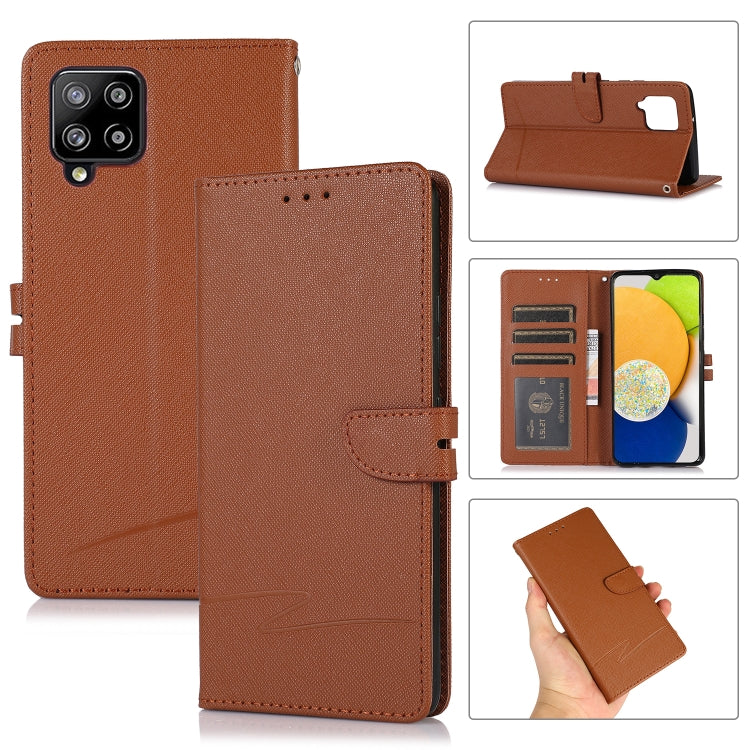 For Samsung Galaxy A42 5G Cross Texture Horizontal Flip Leather Phone Case