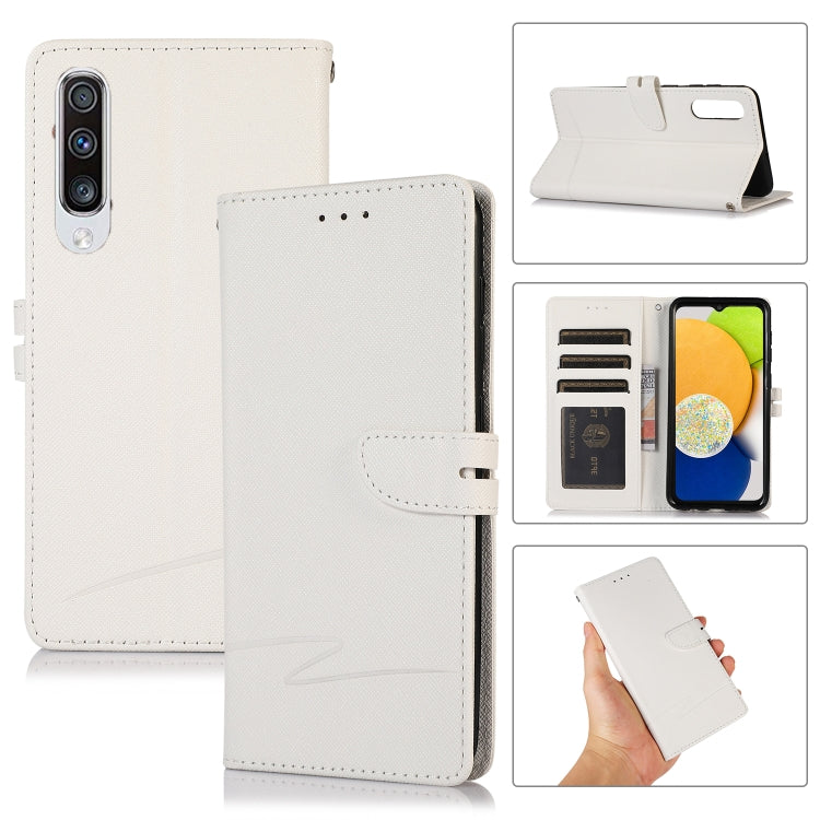 For Samsung Galaxy A50 Cross Texture Horizontal Flip Leather Phone Case