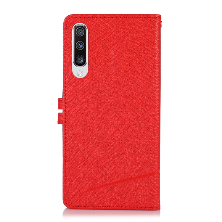 For Samsung Galaxy A50 Cross Texture Horizontal Flip Leather Phone Case