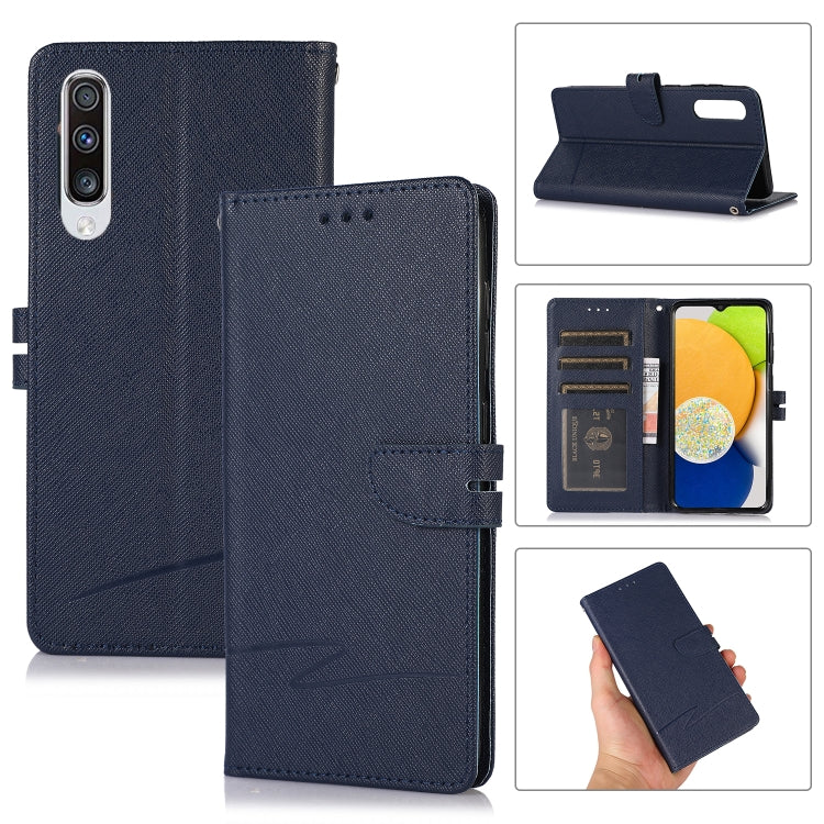 For Samsung Galaxy A50 Cross Texture Horizontal Flip Leather Phone Case