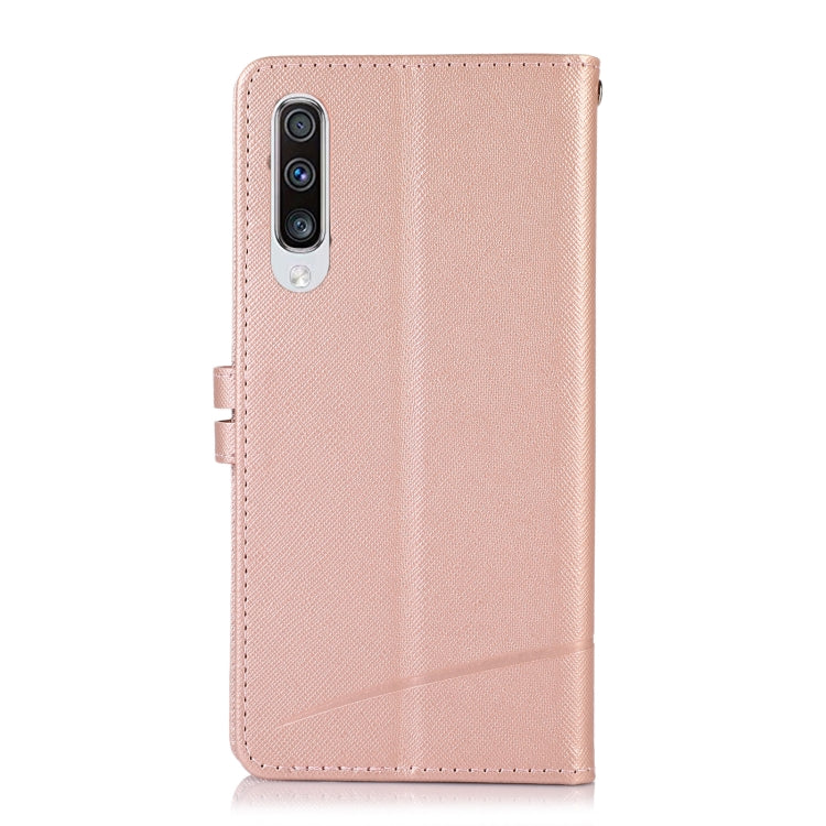 For Samsung Galaxy A50 Cross Texture Horizontal Flip Leather Phone Case