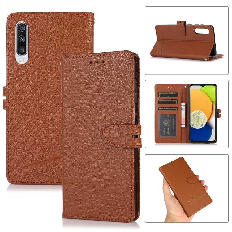For Samsung Galaxy A50 Cross Texture Horizontal Flip Leather Phone Case