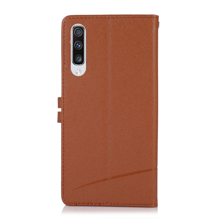 For Samsung Galaxy A50 Cross Texture Horizontal Flip Leather Phone Case