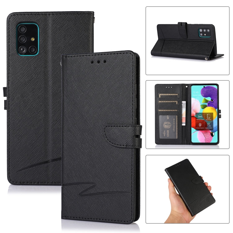 For Samsung Galaxy A51 5G Cross Texture Horizontal Flip Leather Phone Case