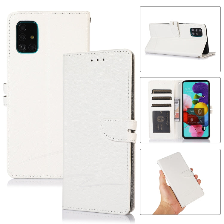 For Samsung Galaxy A51 5G Cross Texture Horizontal Flip Leather Phone Case