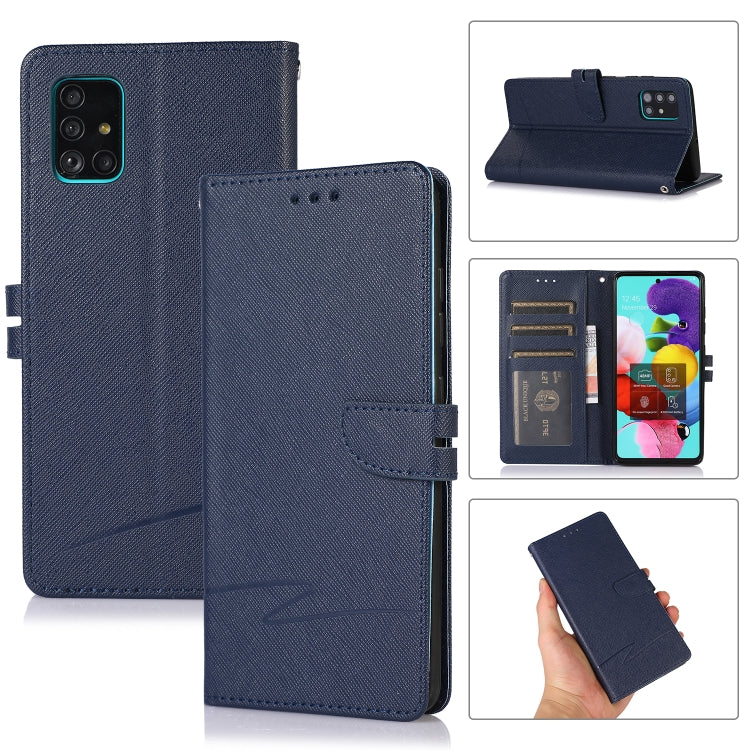 For Samsung Galaxy A51 5G Cross Texture Horizontal Flip Leather Phone Case