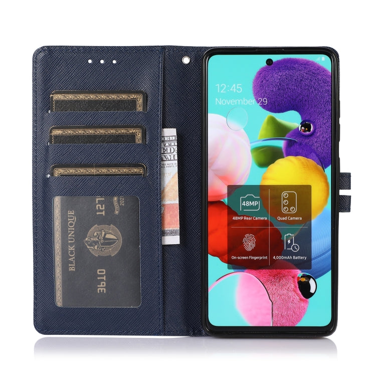 For Samsung Galaxy A51 5G Cross Texture Horizontal Flip Leather Phone Case