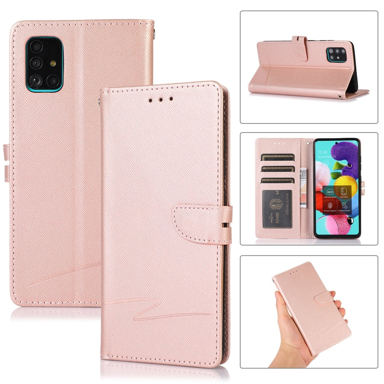 For Samsung Galaxy A51 5G Cross Texture Horizontal Flip Leather Phone Case