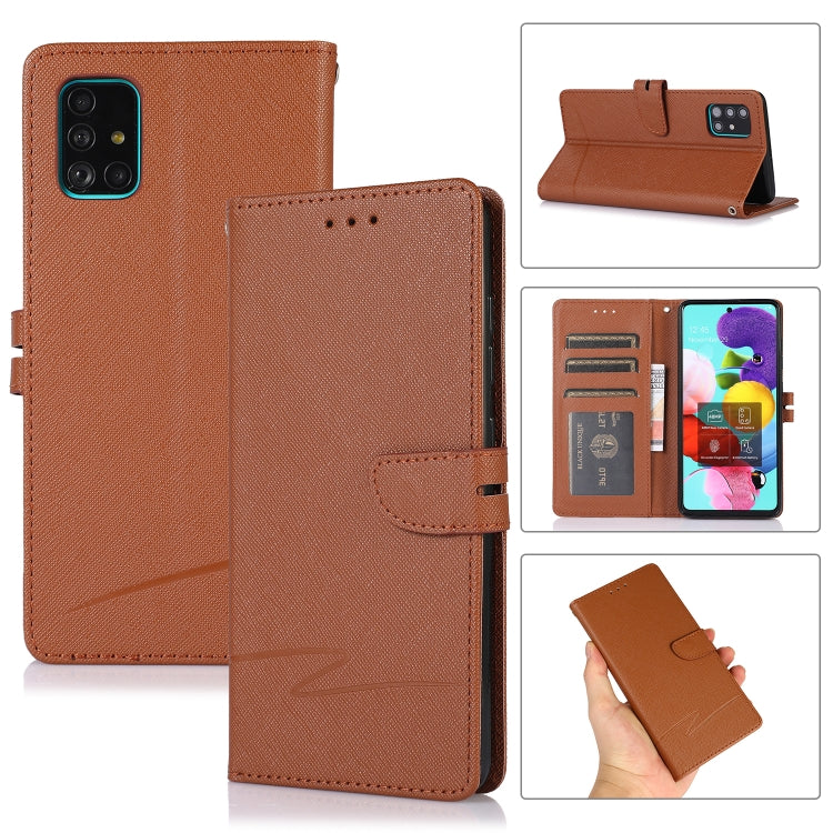 For Samsung Galaxy A51 5G Cross Texture Horizontal Flip Leather Phone Case