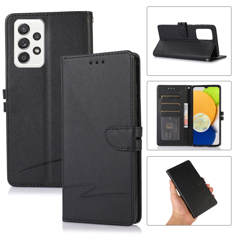For Samsung Galaxy A52 5G Cross Texture Horizontal Flip Leather Phone Case