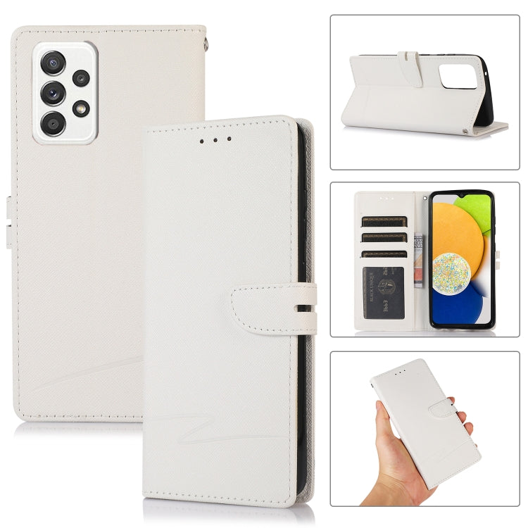 For Samsung Galaxy A52 5G Cross Texture Horizontal Flip Leather Phone Case