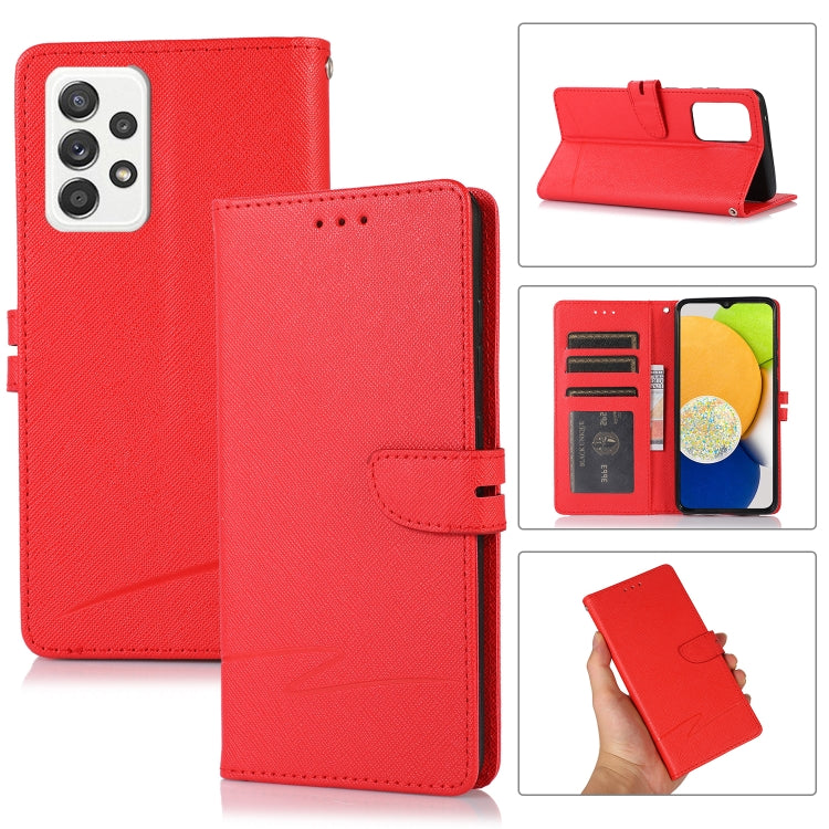For Samsung Galaxy A52 5G Cross Texture Horizontal Flip Leather Phone Case