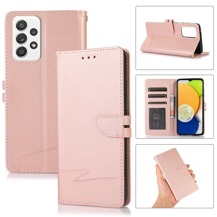 For Samsung Galaxy A52 5G Cross Texture Horizontal Flip Leather Phone Case