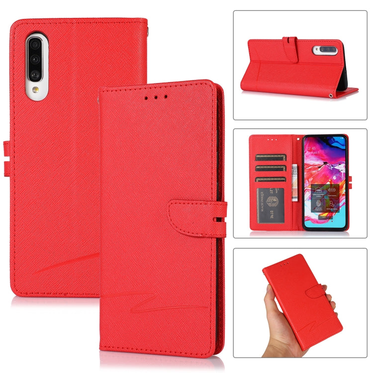 For Samsung Galaxy A70 Cross Texture Horizontal Flip Leather Phone Case