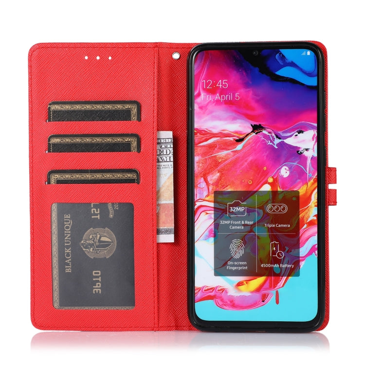 For Samsung Galaxy A70 Cross Texture Horizontal Flip Leather Phone Case