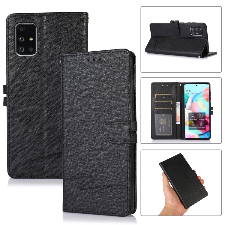 For Samsung Galaxy A71 Cross Texture Horizontal Flip Leather Phone Case