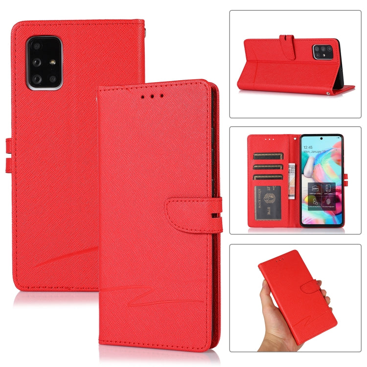 For Samsung Galaxy A71 Cross Texture Horizontal Flip Leather Phone Case