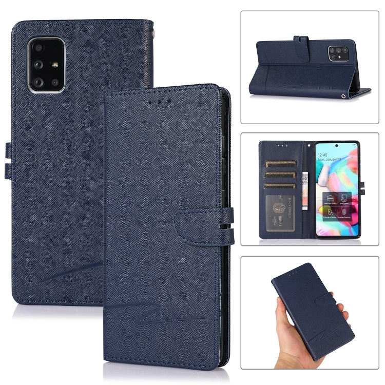 For Samsung Galaxy A71 Cross Texture Horizontal Flip Leather Phone Case