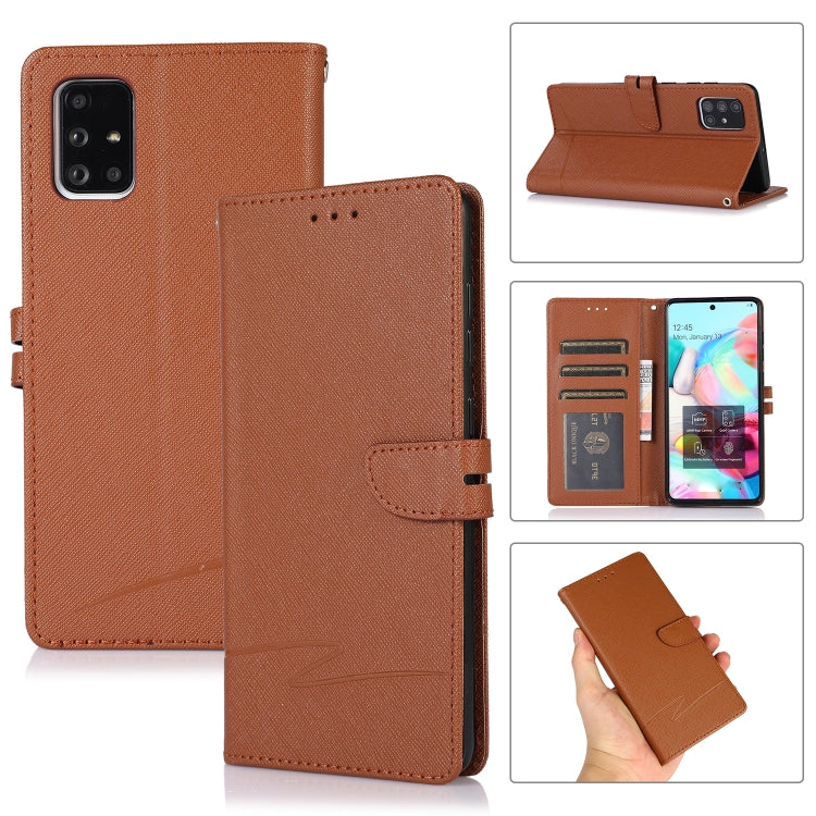 For Samsung Galaxy A71 Cross Texture Horizontal Flip Leather Phone Case