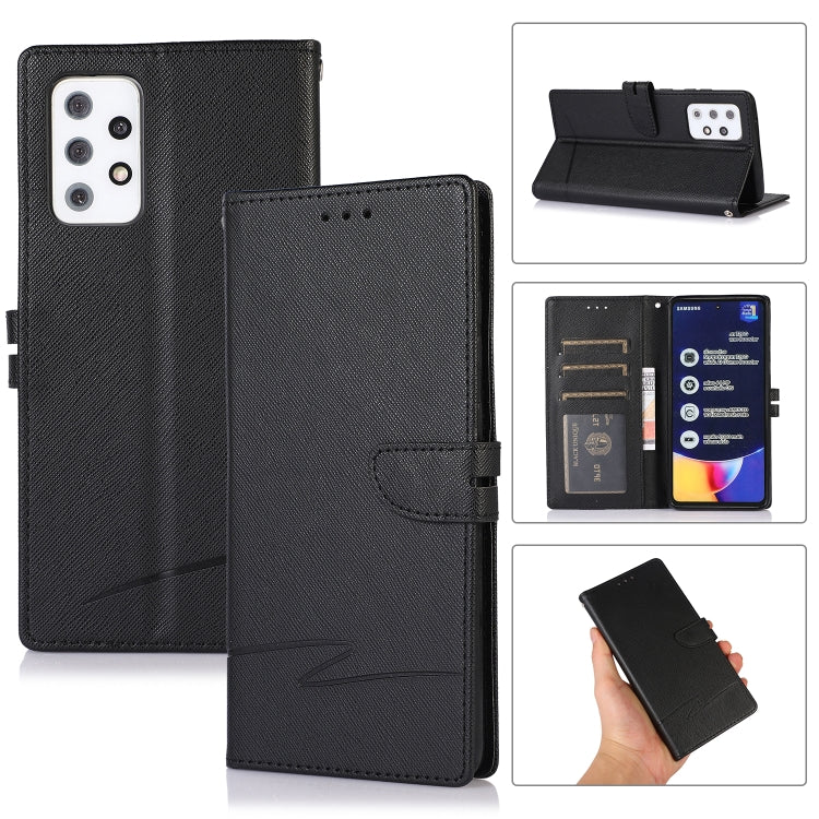 For Samsung Galaxy A72 5G Cross Texture Horizontal Flip Leather Phone Case