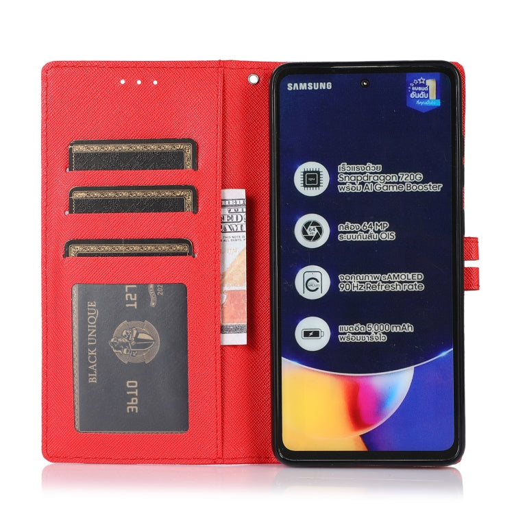 For Samsung Galaxy A72 5G Cross Texture Horizontal Flip Leather Phone Case