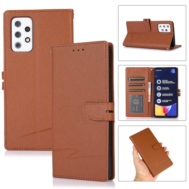For Samsung Galaxy A72 5G Cross Texture Horizontal Flip Leather Phone Case