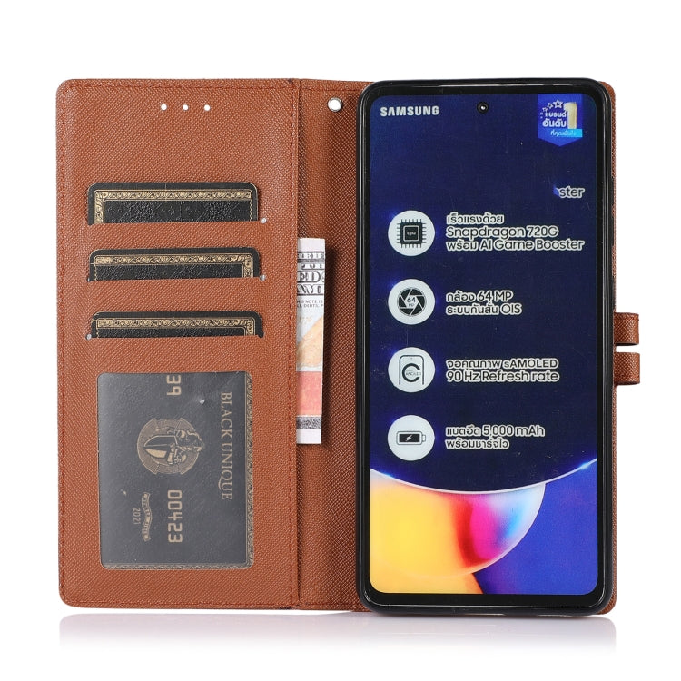 For Samsung Galaxy A72 5G Cross Texture Horizontal Flip Leather Phone Case