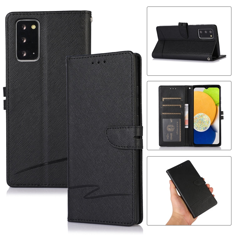 For Samsung Galaxy Note20 Cross Texture Horizontal Flip Leather Phone Case