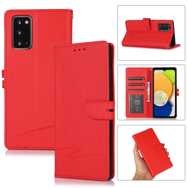 For Samsung Galaxy Note20 Cross Texture Horizontal Flip Leather Phone Case