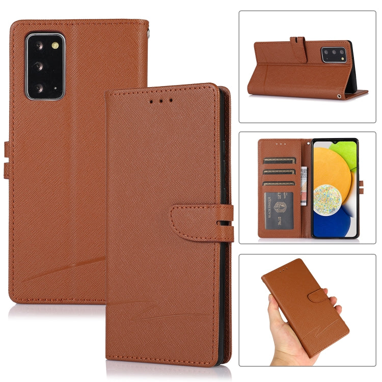 For Samsung Galaxy Note20 Cross Texture Horizontal Flip Leather Phone Case