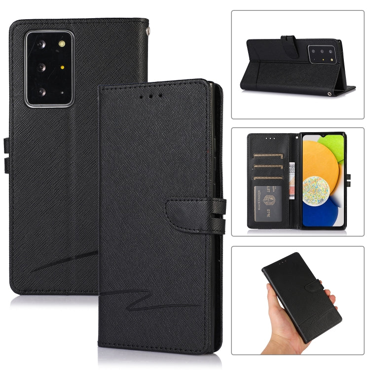 For Samsung Galaxy Note20 Ultra Cross Texture Horizontal Flip Leather Phone Case