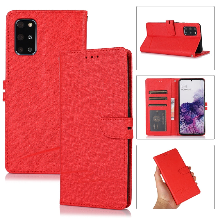 For Samsung Galaxy S20+ Cross Texture Horizontal Flip Leather Phone Case