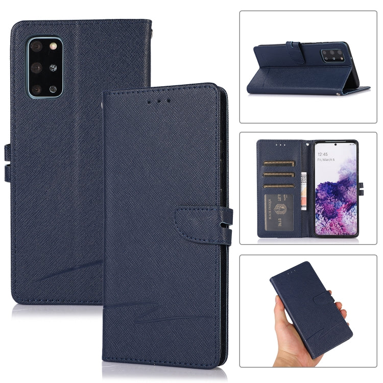 For Samsung Galaxy S20+ Cross Texture Horizontal Flip Leather Phone Case