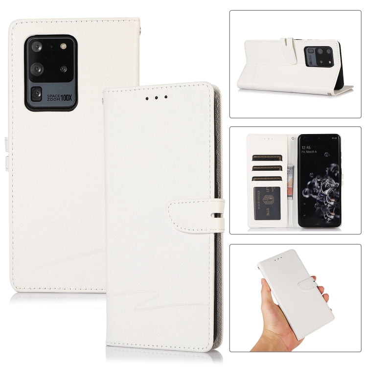 For Samsung Galaxy S20 Ultra Cross Texture Horizontal Flip Leather Phone Case