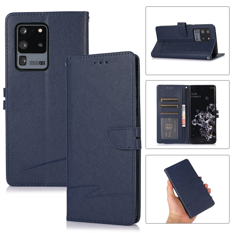 For Samsung Galaxy S20 Ultra Cross Texture Horizontal Flip Leather Phone Case