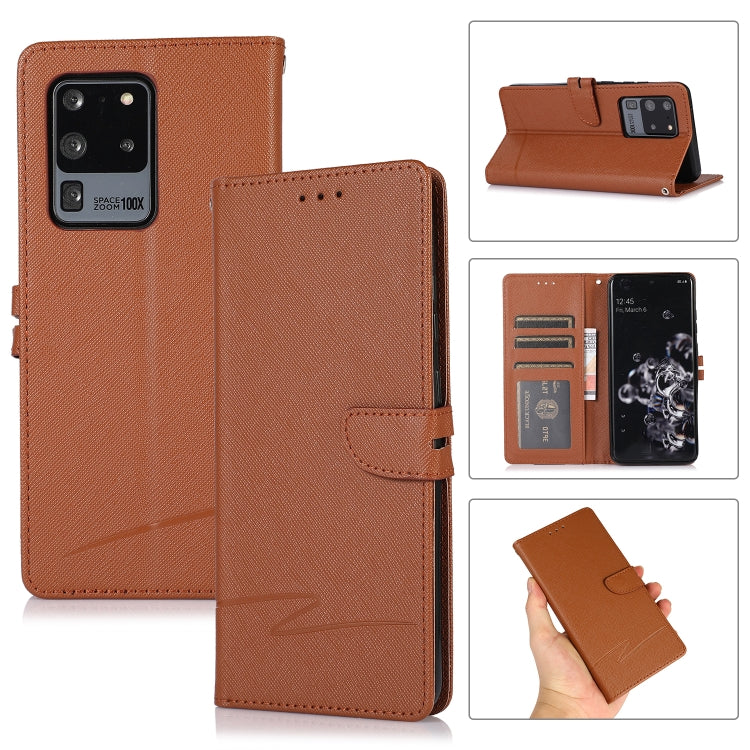 For Samsung Galaxy S20 Ultra Cross Texture Horizontal Flip Leather Phone Case