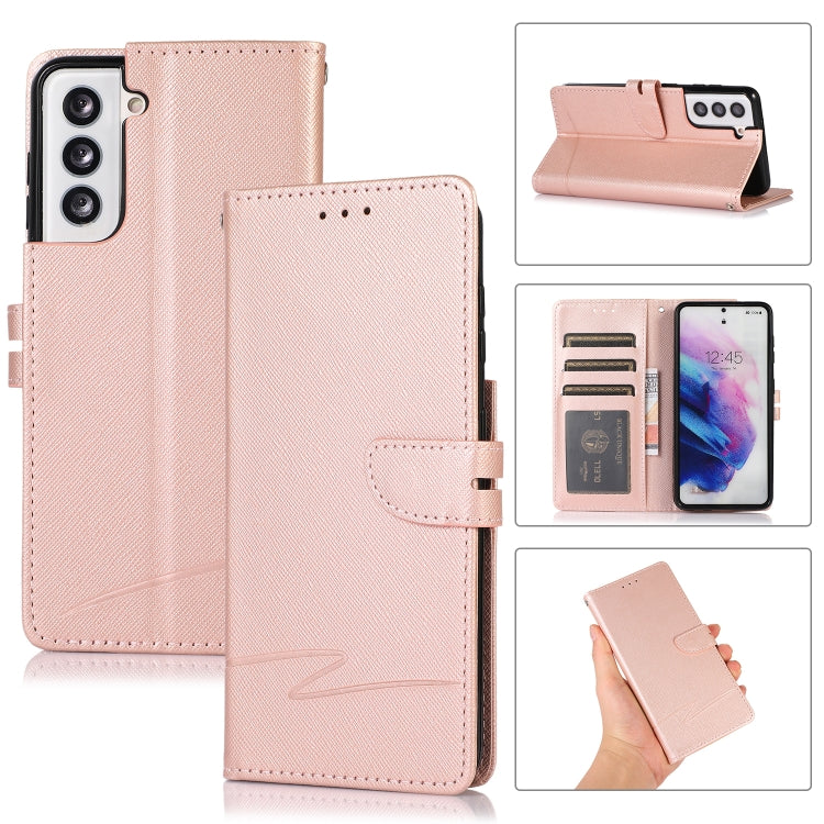 For Samsung Galaxy S21 5G Cross Texture Horizontal Flip Leather Phone Case