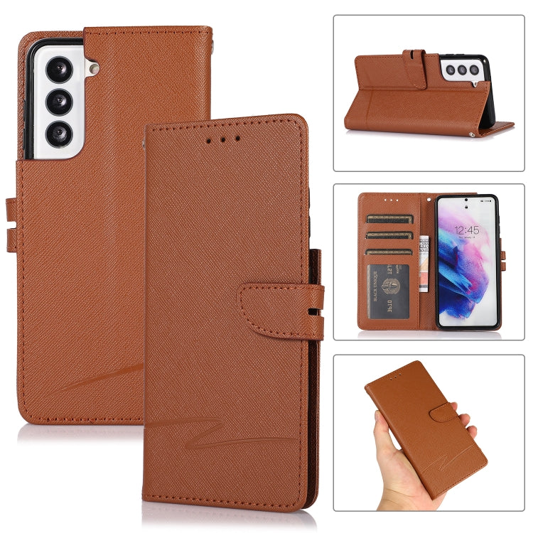 For Samsung Galaxy S21 5G Cross Texture Horizontal Flip Leather Phone Case