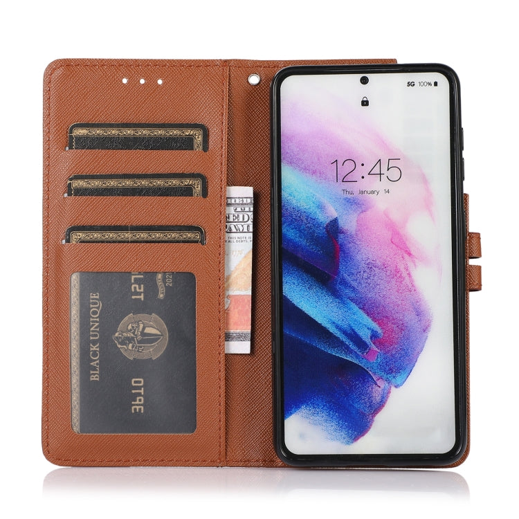 For Samsung Galaxy S21 5G Cross Texture Horizontal Flip Leather Phone Case