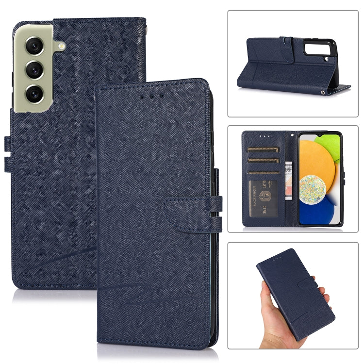 For Samsung Galaxy S21 FE 5G Cross Texture Horizontal Flip Leather Phone Case