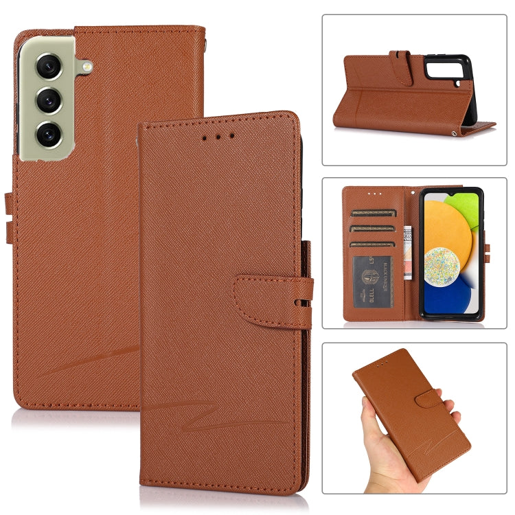 For Samsung Galaxy S21 FE 5G Cross Texture Horizontal Flip Leather Phone Case