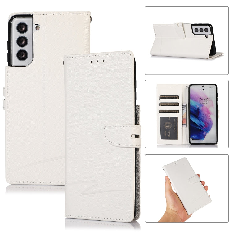 For Samsung Galaxy S21+ 5G Cross Texture Horizontal Flip Leather Phone Case